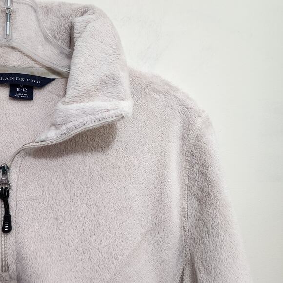 Lands' End super soft plush 1/4 zip pullover cream fleece woman's size medium - Picture 4 of 9